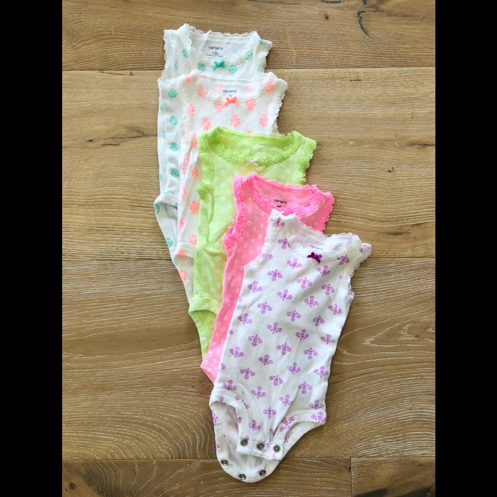 Carters neon lace tank newborn onesies